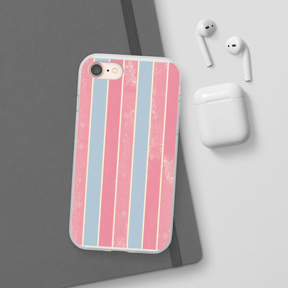 Striped Pink & Blue Phone Case — Retro Pastel Flexi Case