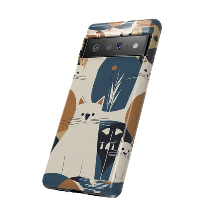 Cat Pattern Phone Case – Retro Abstract Cats Protective iPhone Cover