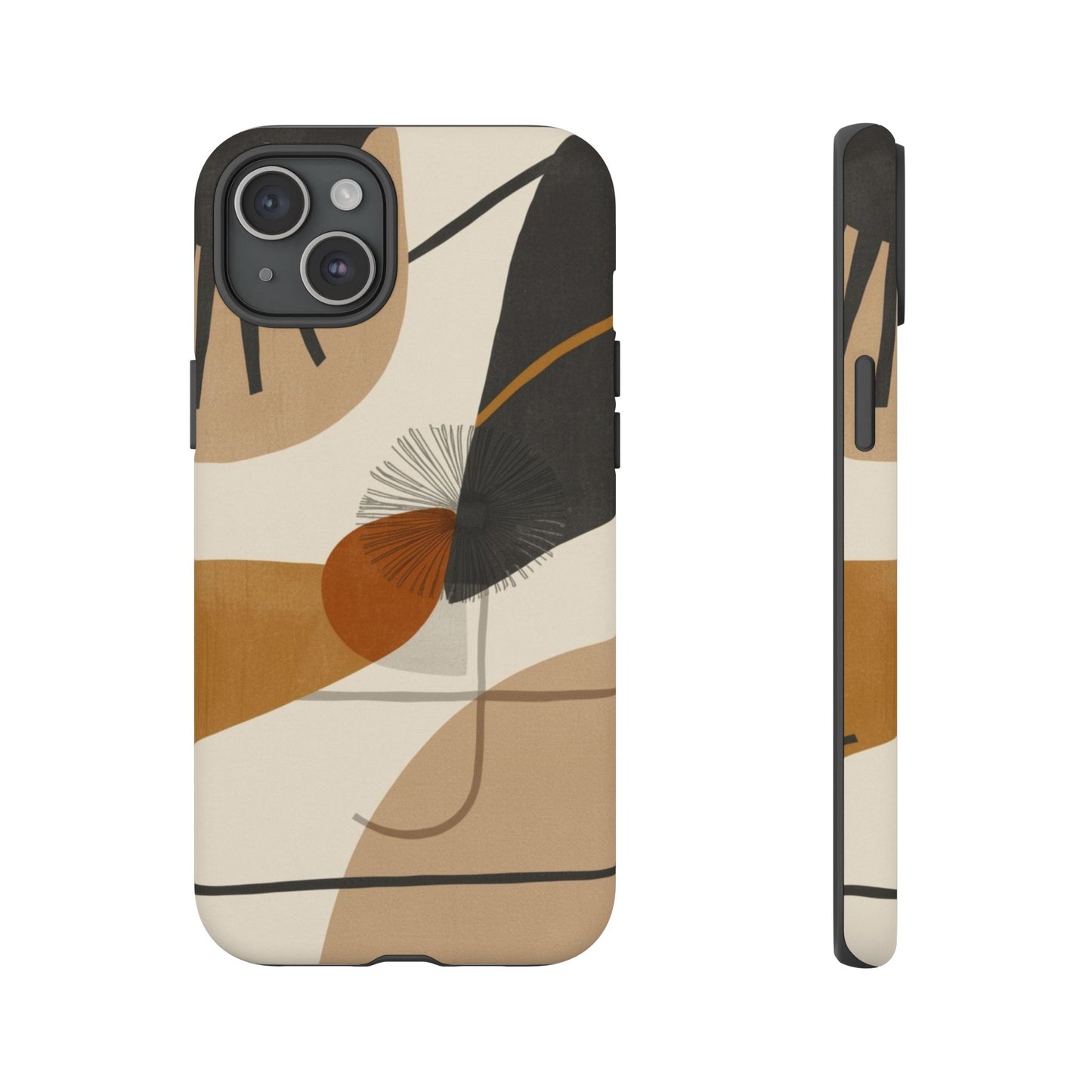 Abstract Earth Tone Phone Case — Mid-Century Minimalist Tough Case