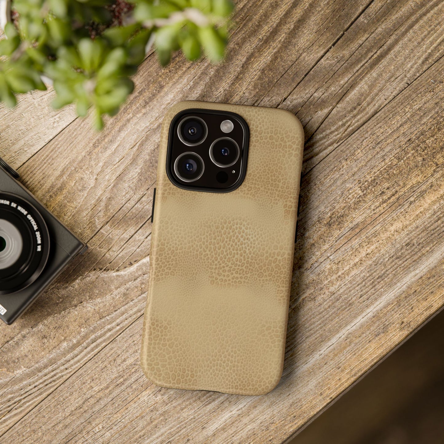 Tan Distressed Leather Texture Phone Case — Rugged Protective iPhone Cover