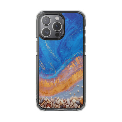 Clear Magnetic Impact Phone Case — Blue Ocean Resin & Pebble Design