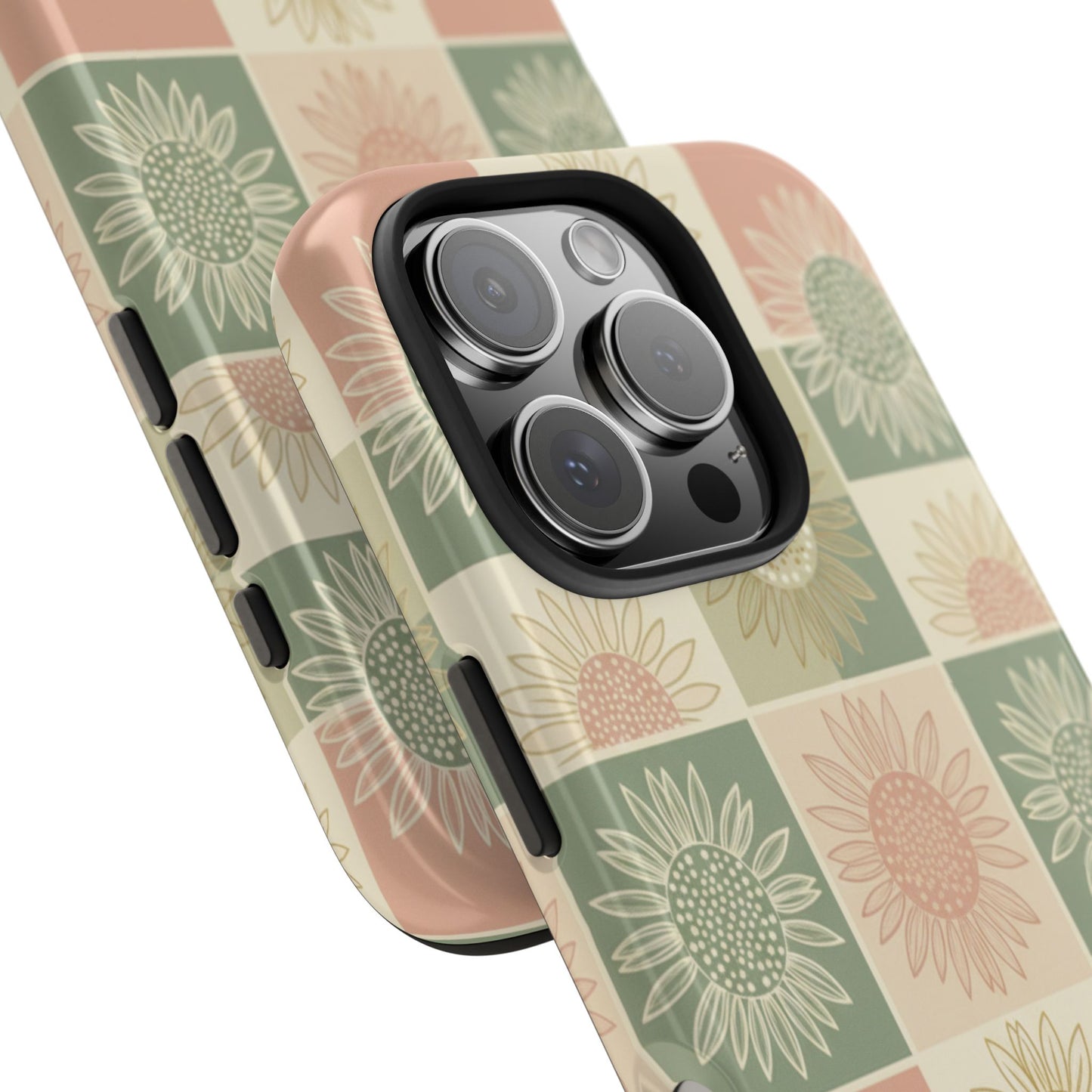 Copy of Sunflower Check iPhone Tough Phone Case — Retro Pastel Floral Protective Cover