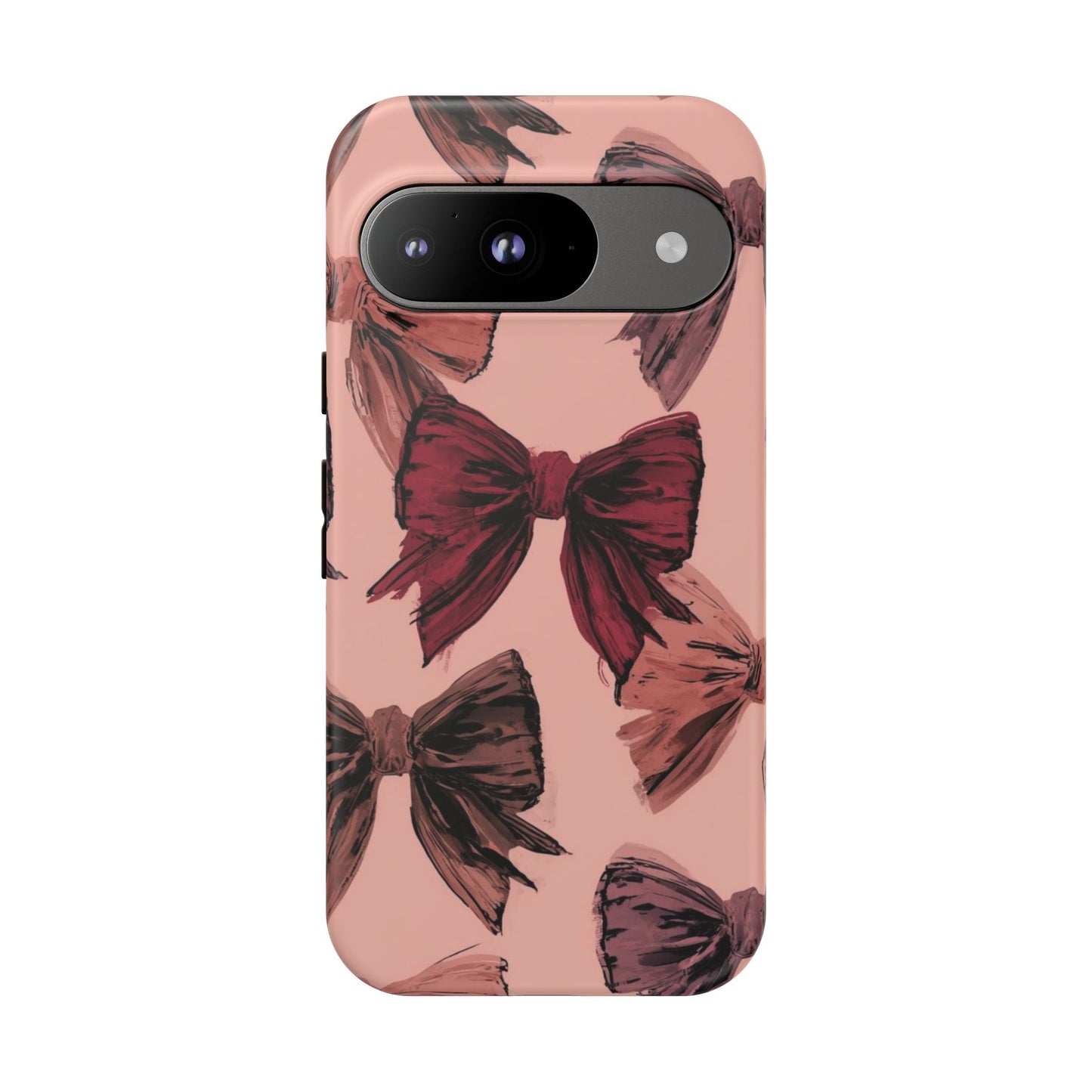 Bow Pattern Tough Phone Case — Pink Watercolor Bows Protective iPhone Cover