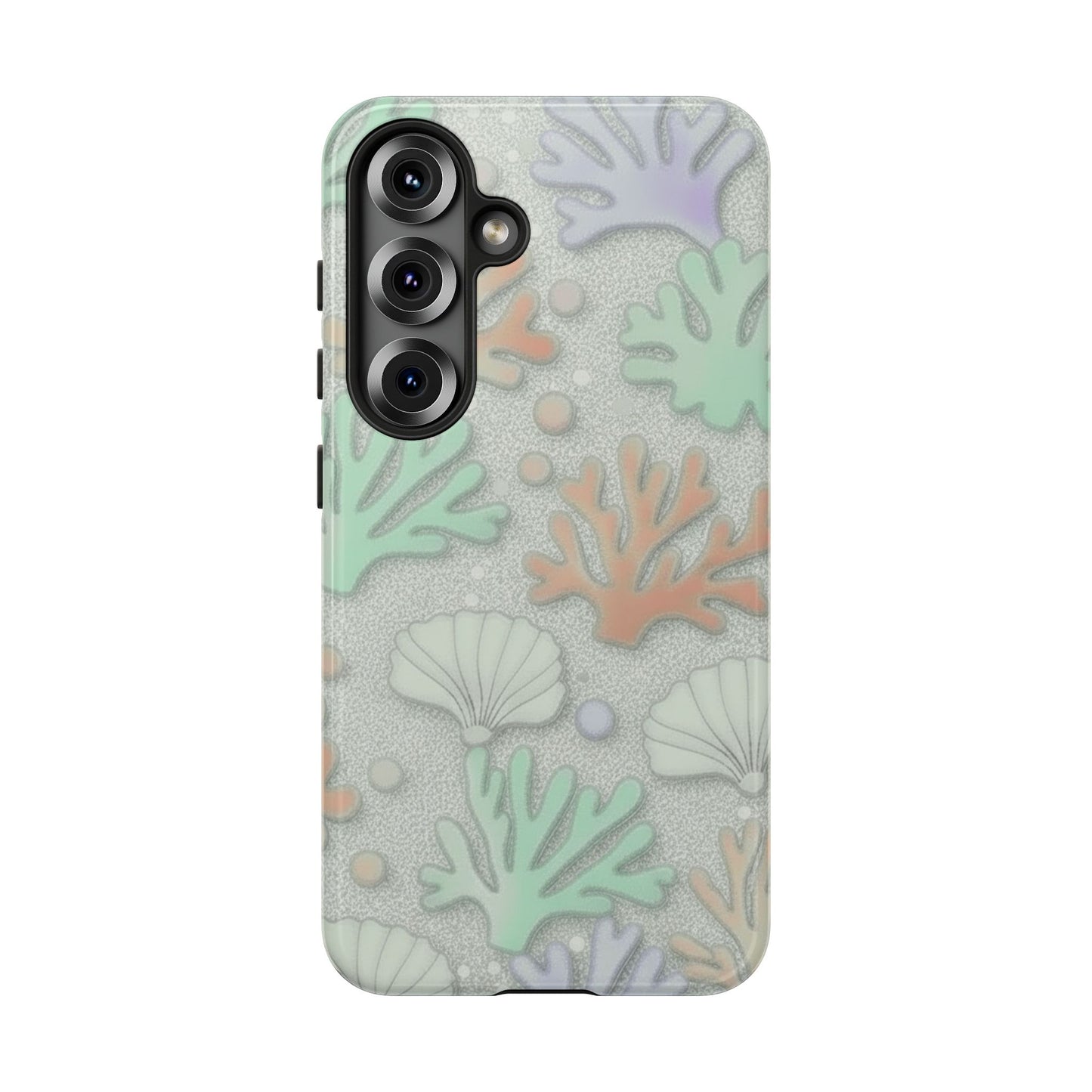 Pastel Coral Reef Tough Phone Case – Sea Shell & Coral Pattern Durable Protector
