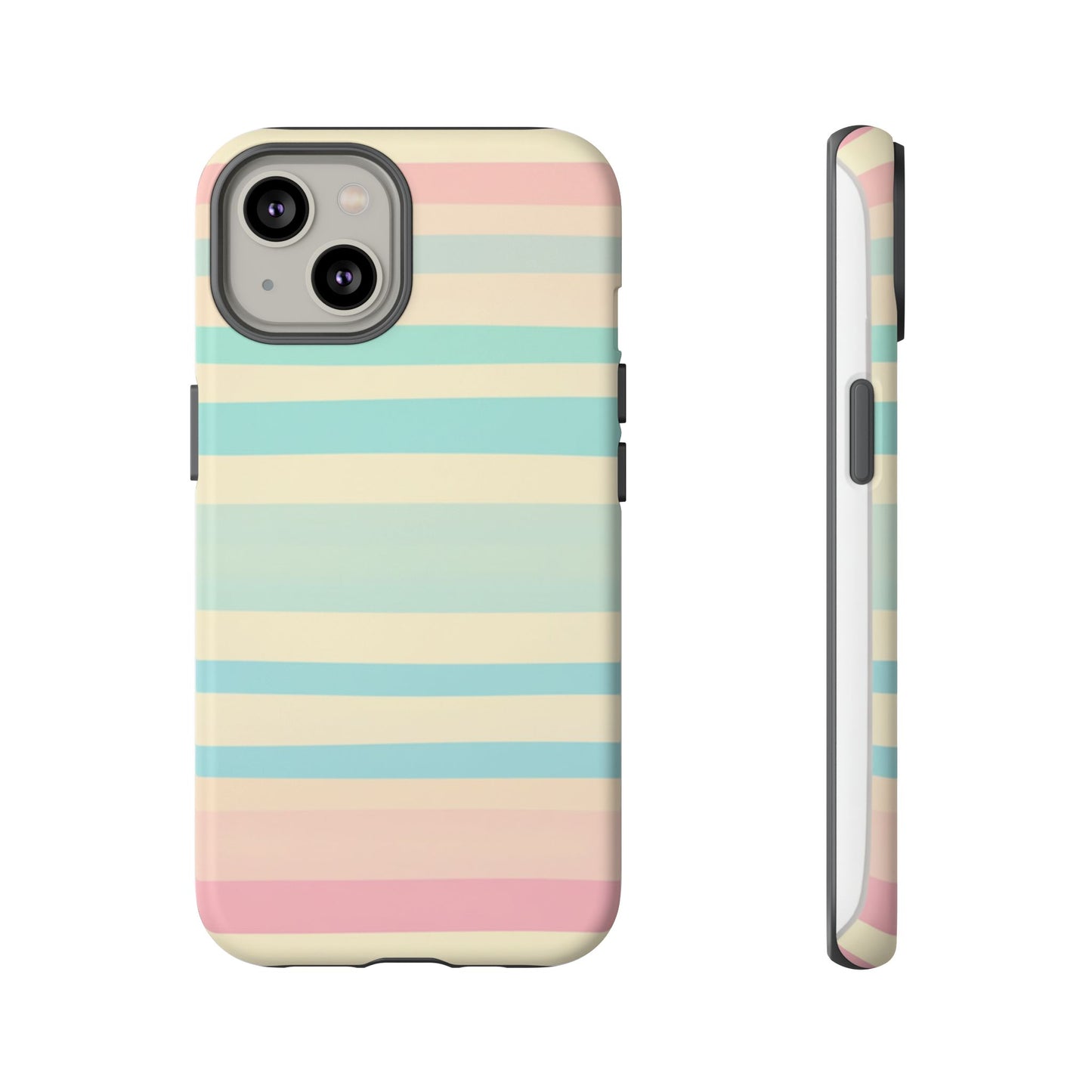 Pastel Striped Tough Phone Case – Protective Retro Rainbow Design