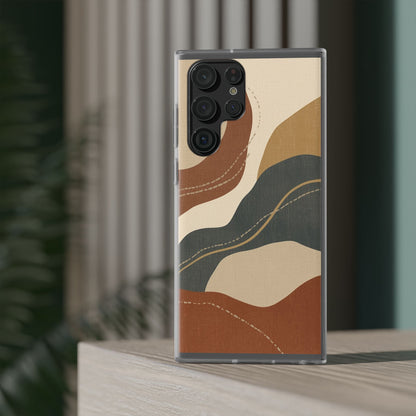 Abstract Earth Tone Phone Case — Boho Wavy Flexi Case