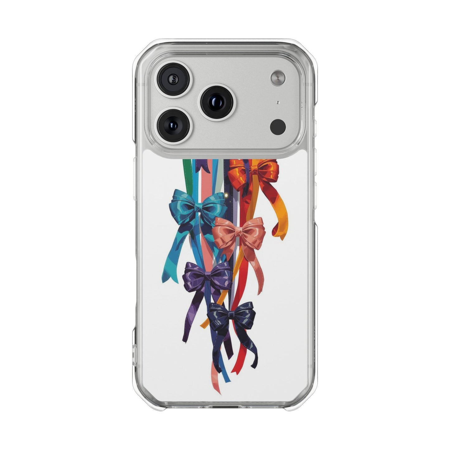 Clear Magnetic Phone Case — Colorful Ribbon Bows Design