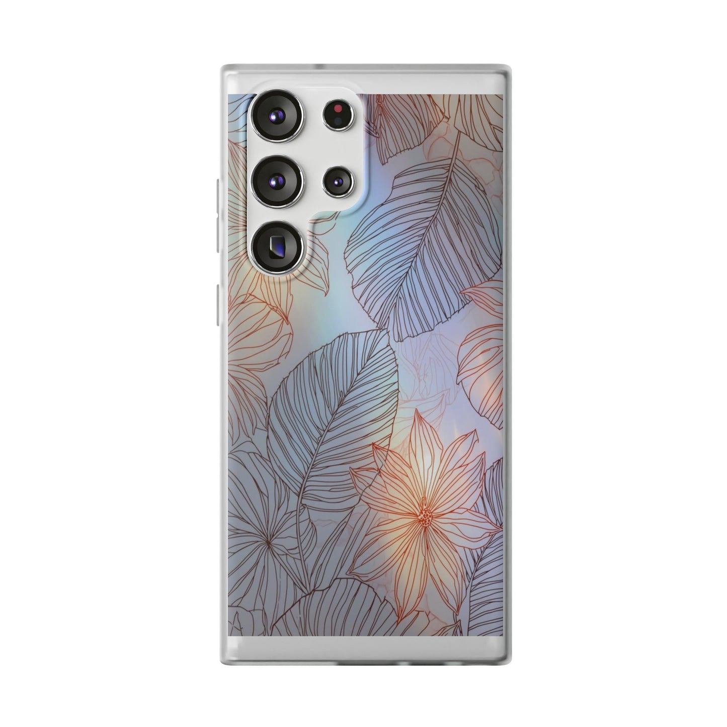Floral Holographic Phone Case — Iridescent Leaves & Flowers Flexi Case