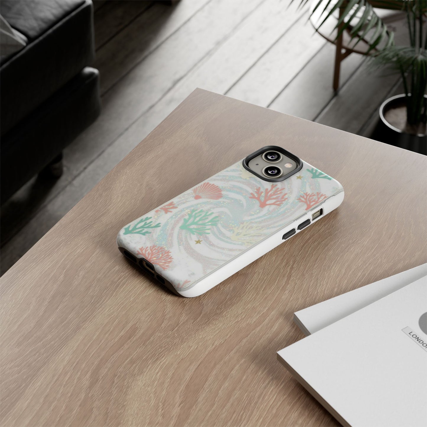 Seafoam Coral Tough Phone Case - Pastel Ocean Wave Design