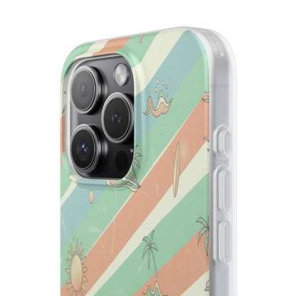 Beach Vibes Phone Case — Retro Pastel Surf & Palm Protective Flexi Case