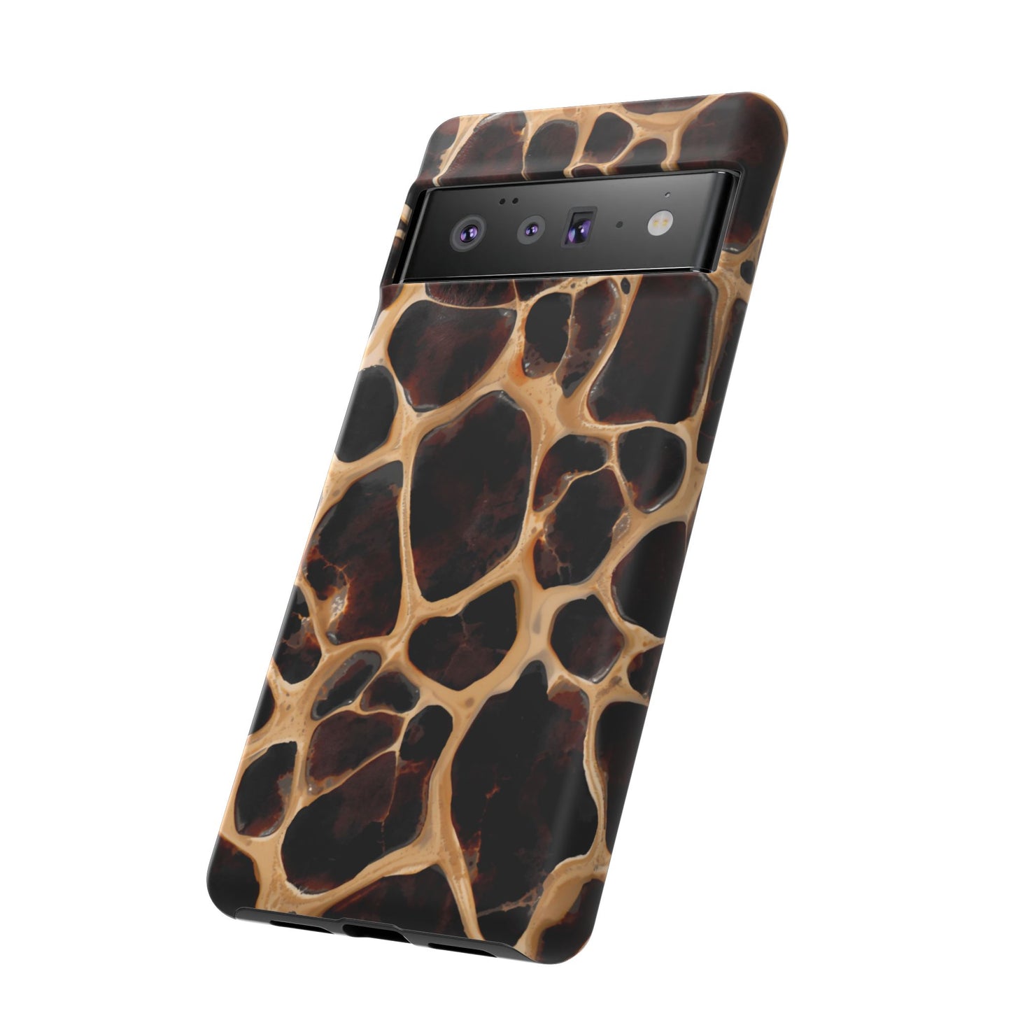 Phone Case — Brown Leather Dot Texture Rugged Protective Cover