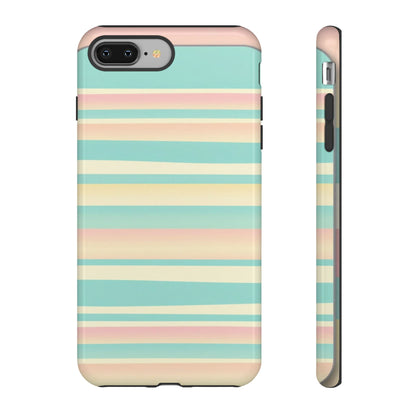 Pastel Striped Tough Phone Case — Mint, Peach & Cream Protective Cover
