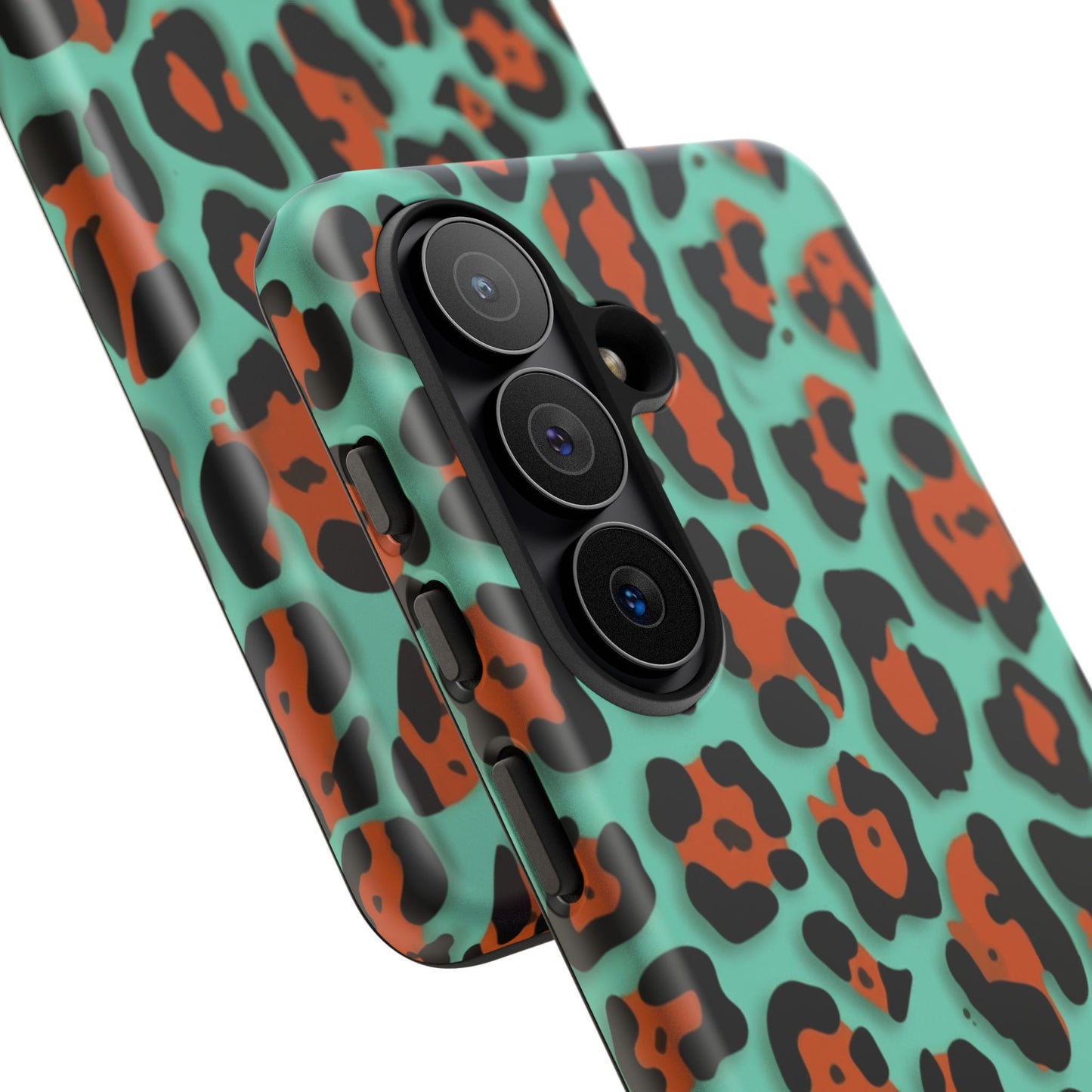 Teal & Rust Leopard Phone Case — Tough Protective Animal Print