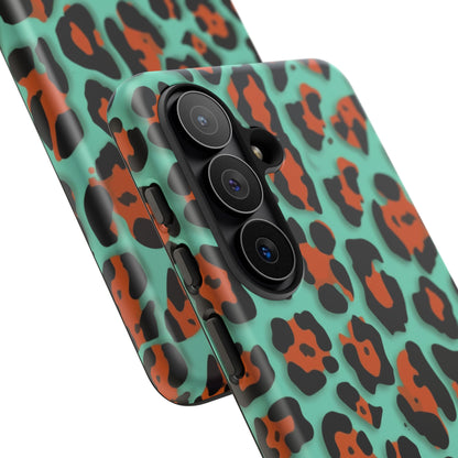 Teal & Rust Leopard Phone Case — Tough Protective Animal Print