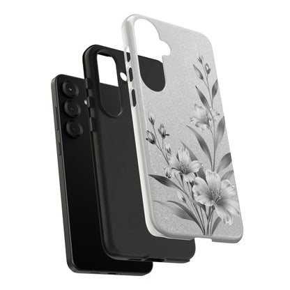 Floral Monochrome Phone Case — Elegant Black & White Lily Design