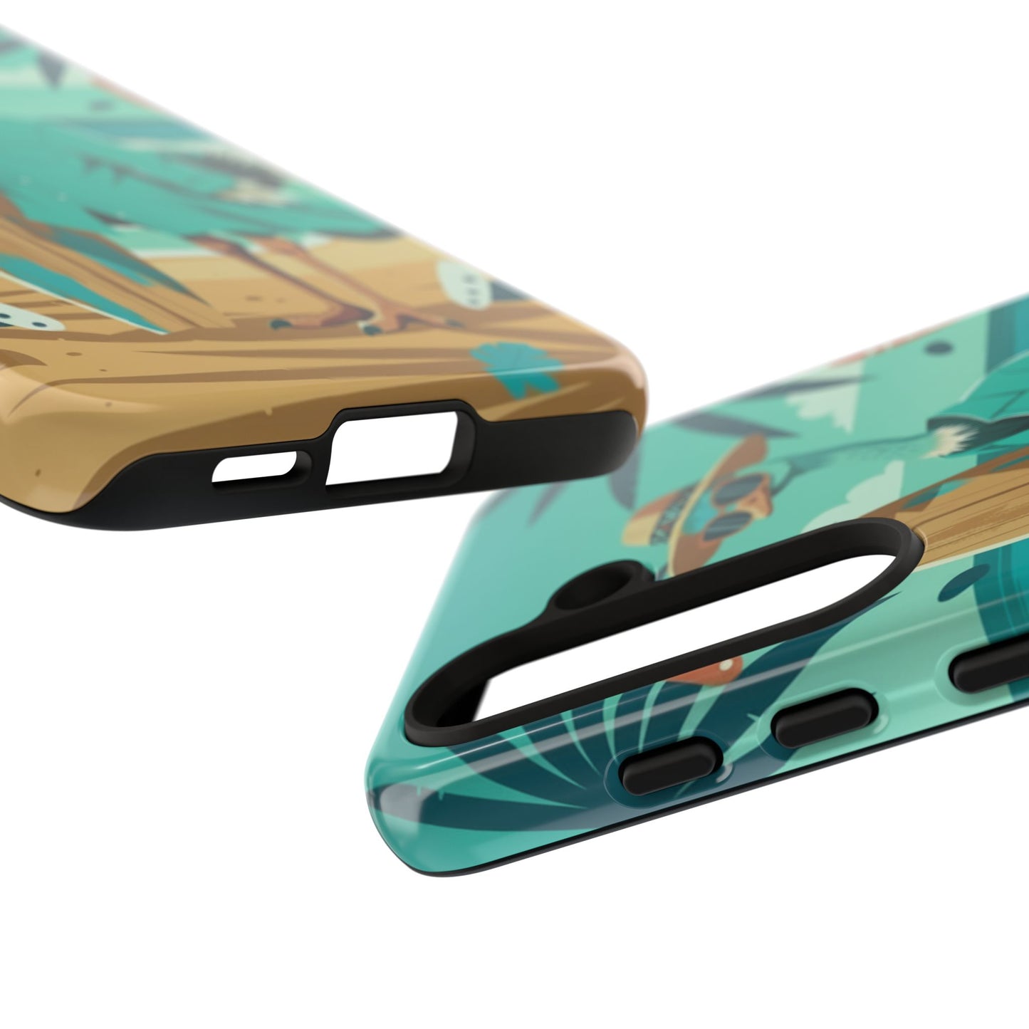Phone Case — Retro Dressed Seagull Surfing Beach Illustration