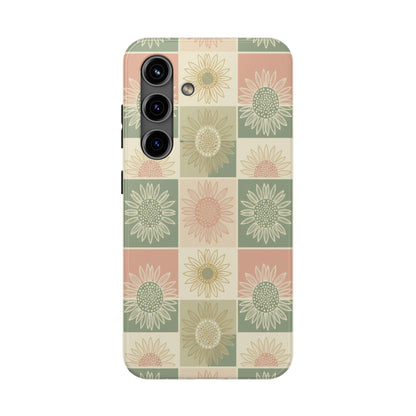 Copy of Copy of Sunflower Check iPhone Tough Phone Case — Retro Pastel Floral Protective Cover