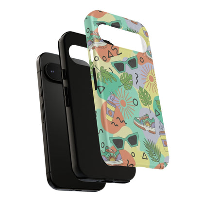 Tropical Summer Phone Case — Retro Sunglasses, Sneakers & Palm Pattern