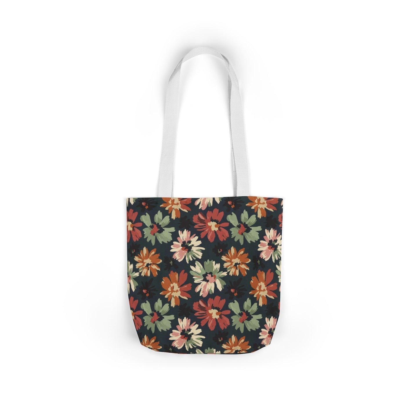 Floral Canvas Tote Bag — Vintage Autumn Daisy Print