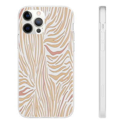 Neutral Zebra Print Flexi Case — Beige & Rose Gold Animal Pattern Phone Cover