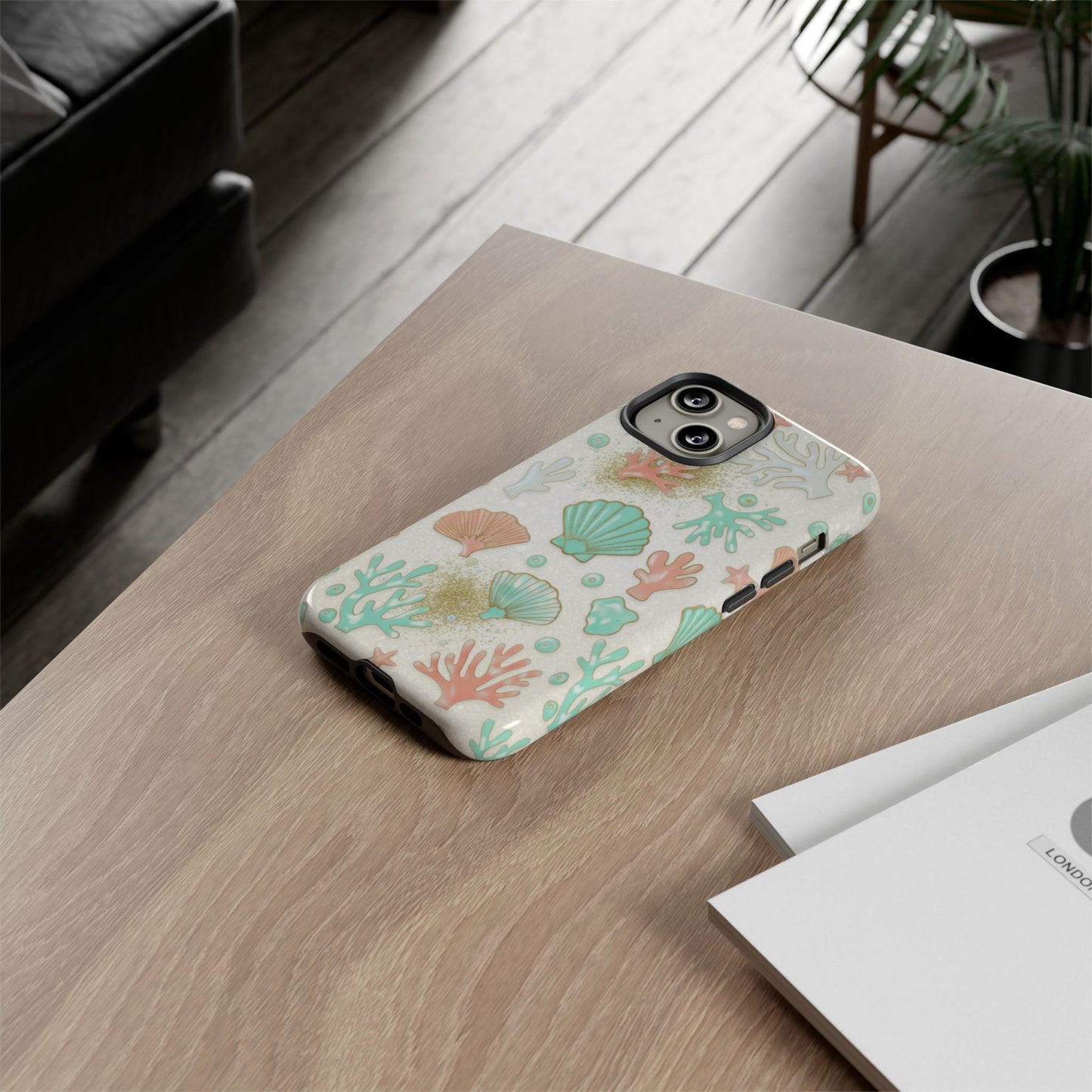 Seashell Coral Phone Case — Pastel Beach Shells Protective Tough Case