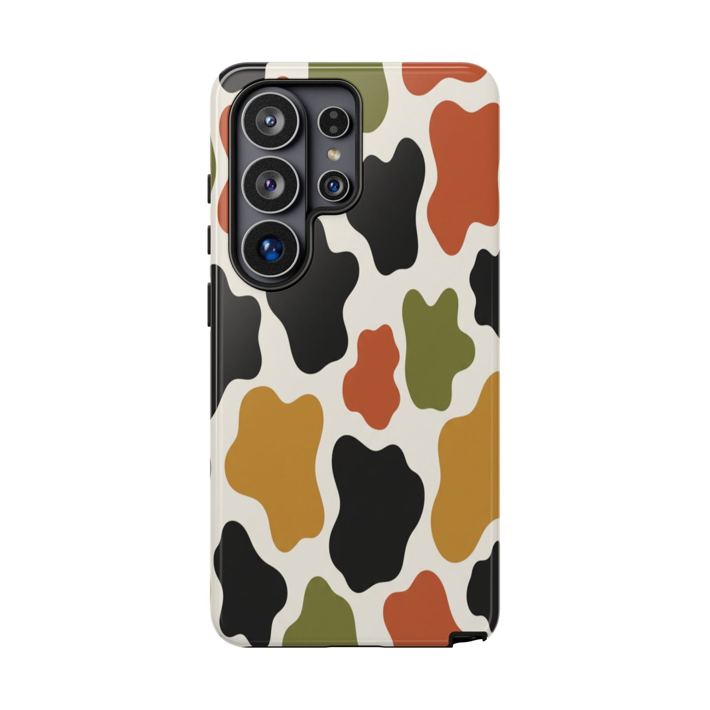 Camouflage Pattern Tough Phone Case – Retro Olive, Rust & Mustard Protective Cover