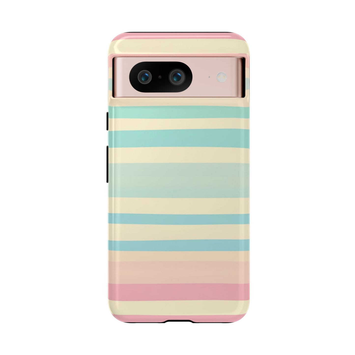 Pastel Striped Tough Phone Case – Protective Retro Rainbow Design
