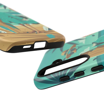 Phone Case — Retro Dressed Seagull Surfing Beach Illustration