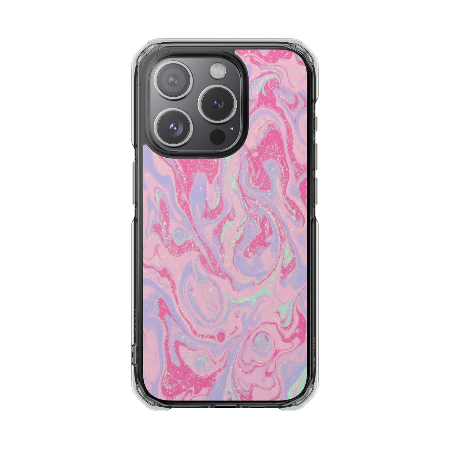 Pink Marble Magnetic Clear Phone Case — Impact-Resistant iPhone Cover