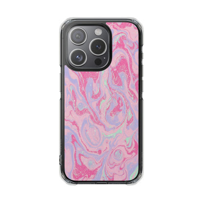 Pink Marble Magnetic Clear Phone Case — Impact-Resistant iPhone Cover