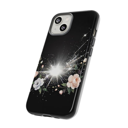 Floral Burst Phone Case — Protective Black Sparkle Design