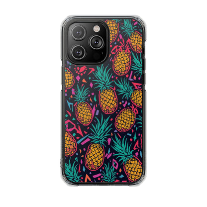 Clear Magnetic Phone Case — Tropical Pineapple Pattern