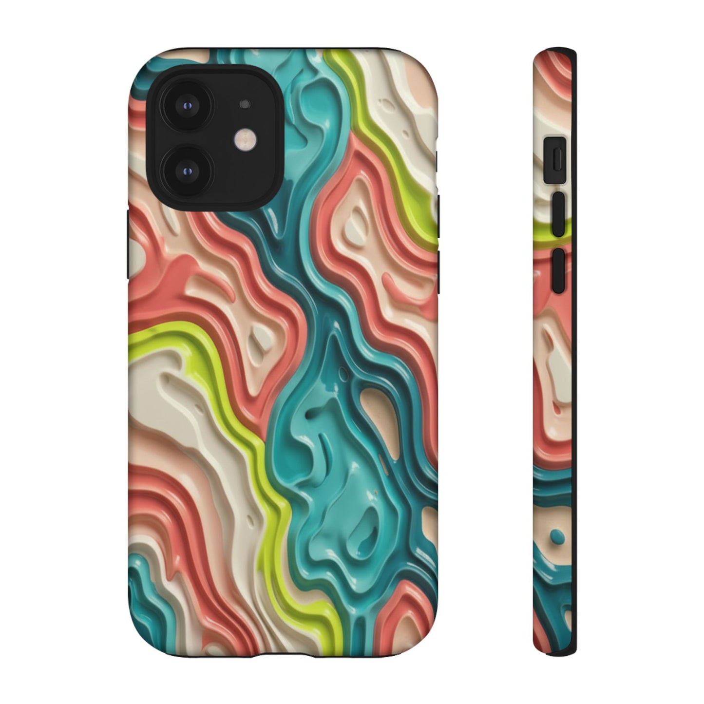 Abstract Contour Phone Case — Colorful Topographic Pattern Tough Case