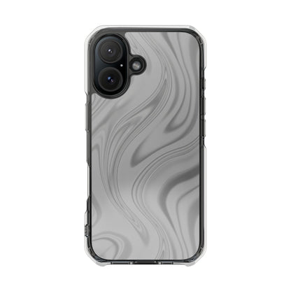 Clear Magnetic Impact Phone Case — Gray Marble Swirl