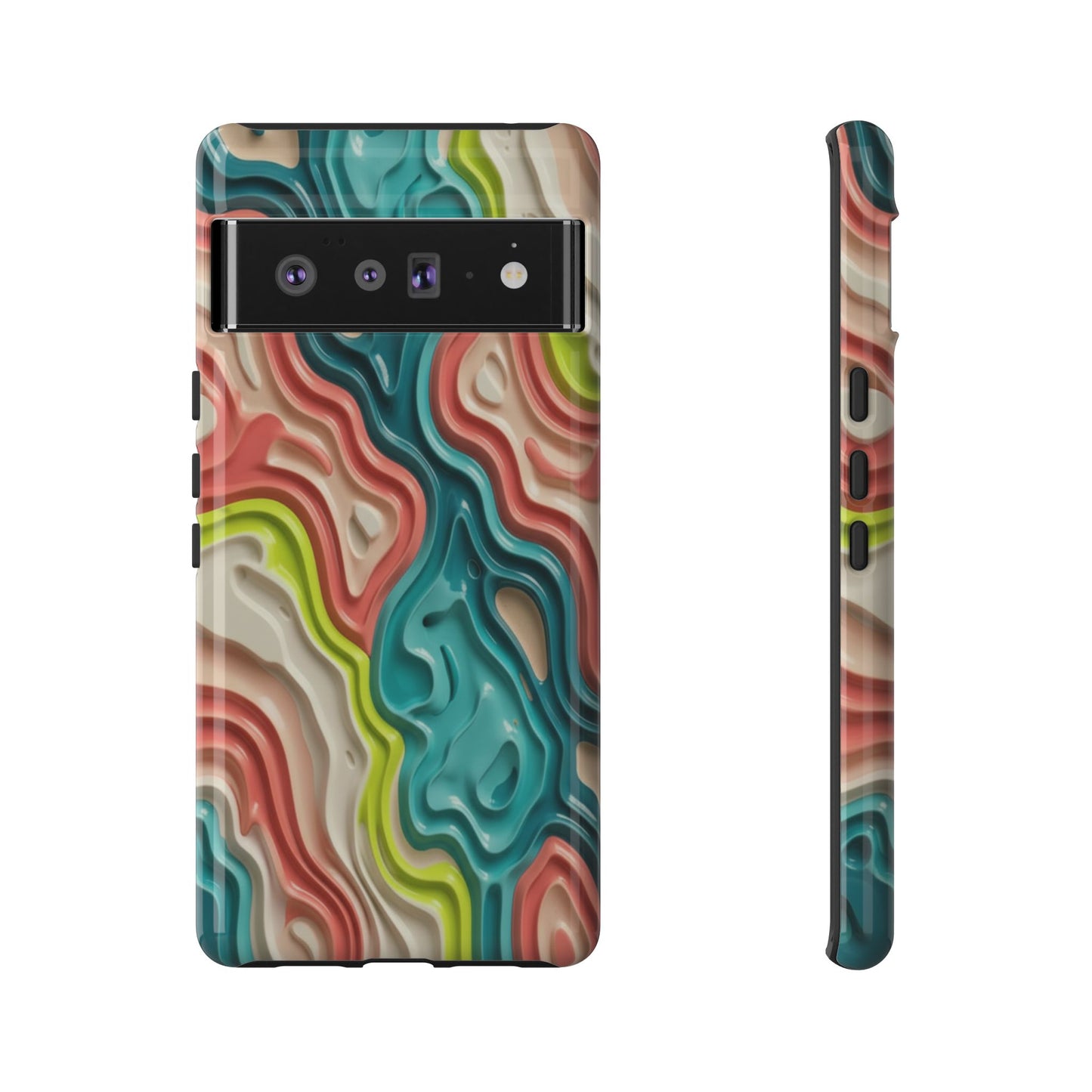 Abstract Contour Phone Case — Colorful Topographic Pattern Tough Case
