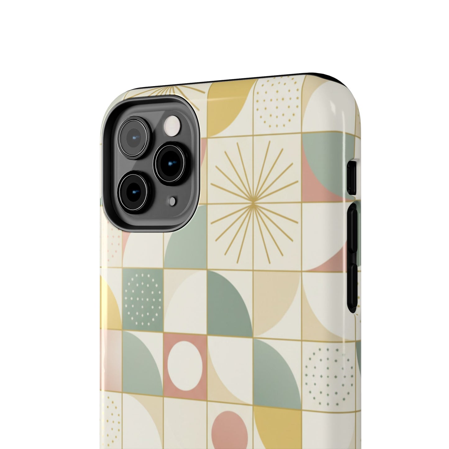 Retro Geometric Tough Phone Case — Pastel Midcentury Pattern