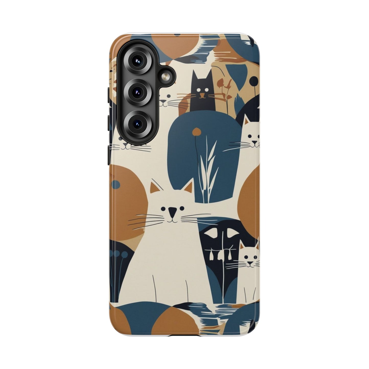 Cat Pattern Phone Case – Retro Abstract Cats Protective iPhone Cover