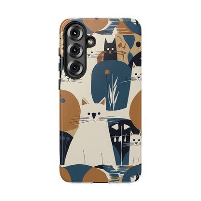 Cat Pattern Phone Case – Retro Abstract Cats Protective iPhone Cover