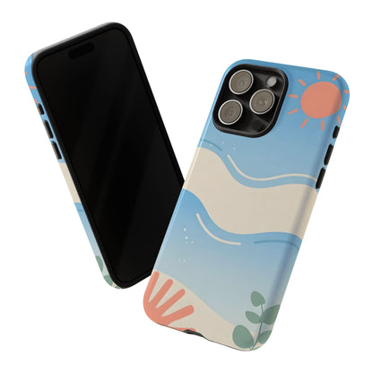 Beach Waves Tough Phone Case — Summer Sun & Seashell Protective Cover