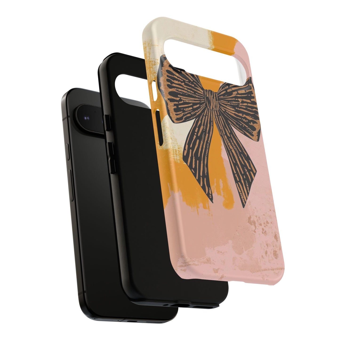 Bow Brushstroke Tough Phone Case — Pink & Mustard