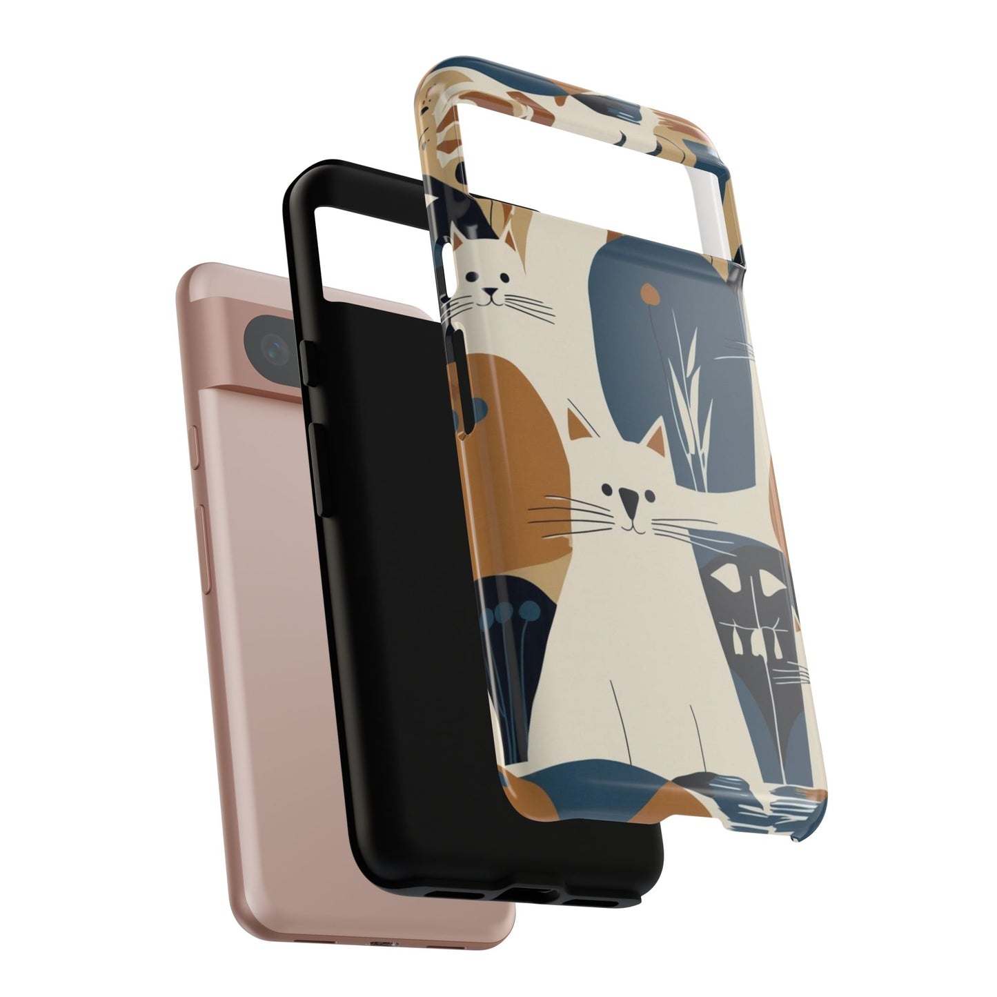 Cat Pattern Phone Case – Retro Abstract Cats Protective iPhone Cover