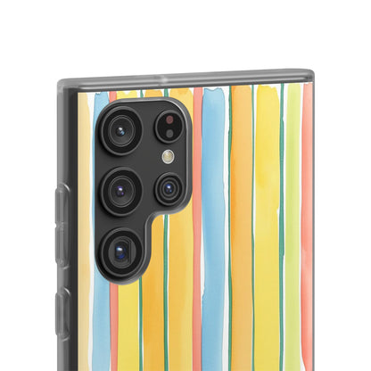 Watercolor Stripe Phone Case — Bright Pastel Vertical Stripes Protective Flexi Case