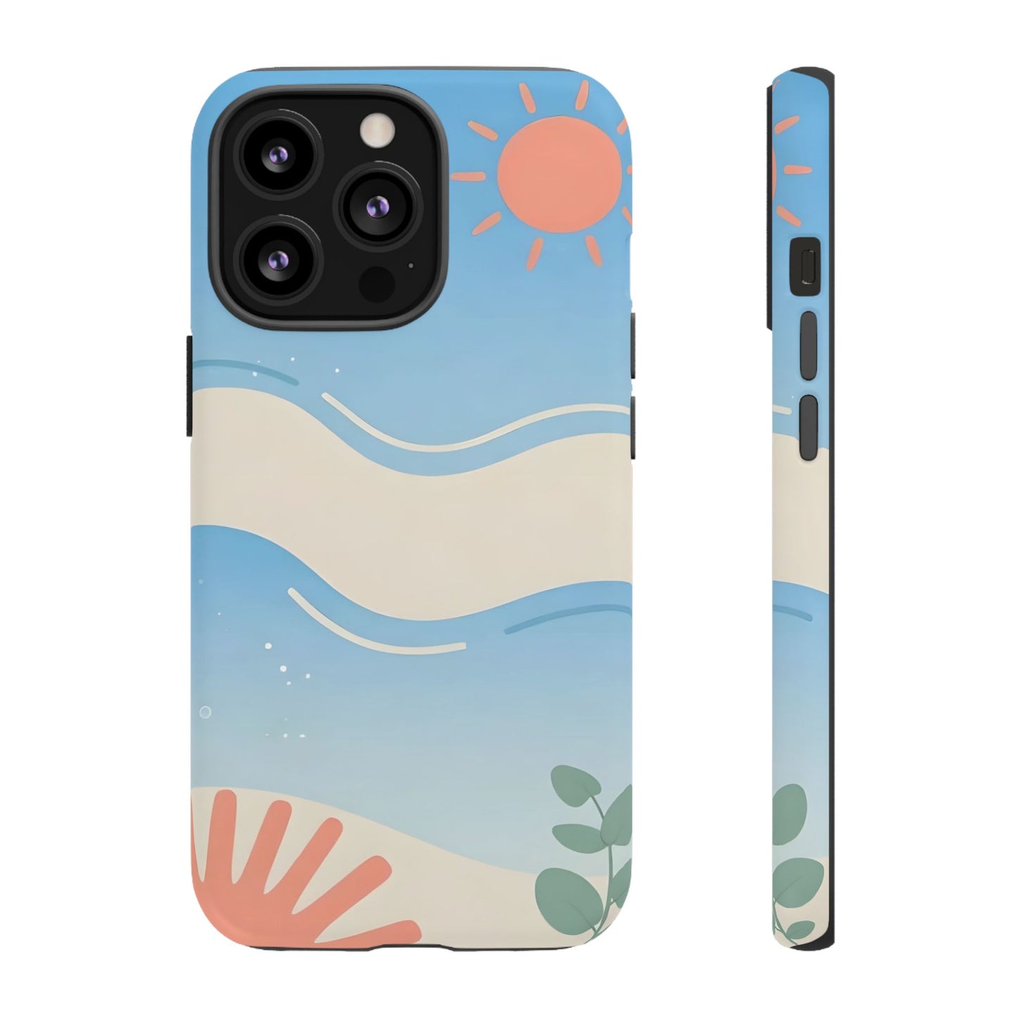 Beach Waves Tough Phone Case — Summer Sun & Seashell Protective Cover
