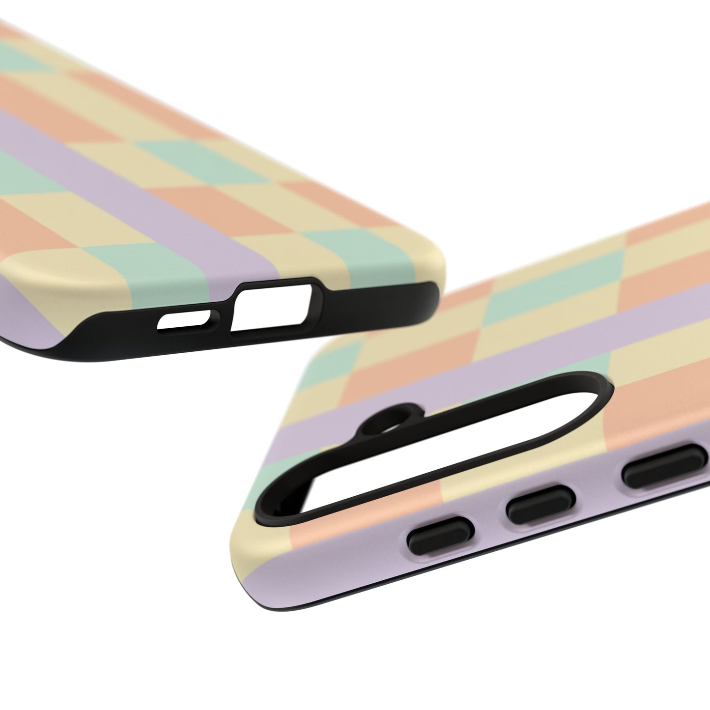 Pastel Checkered Phone Case — Retro Stripe Tough Case