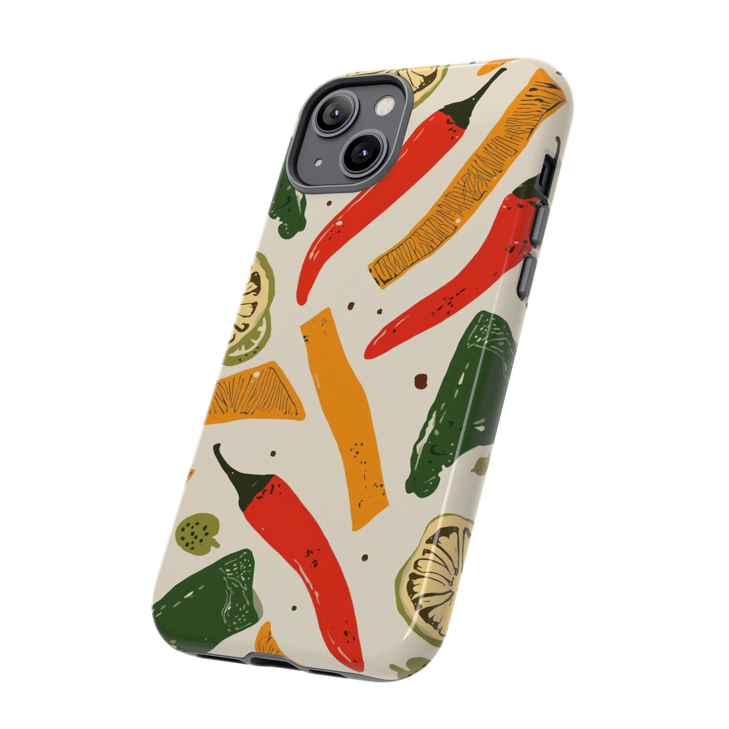 Spicy Peppers Phone Case – Colorful Chili, Lime & Citrus Pattern