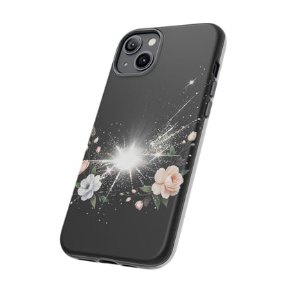 Floral Burst Phone Case — Protective Black Sparkle Design