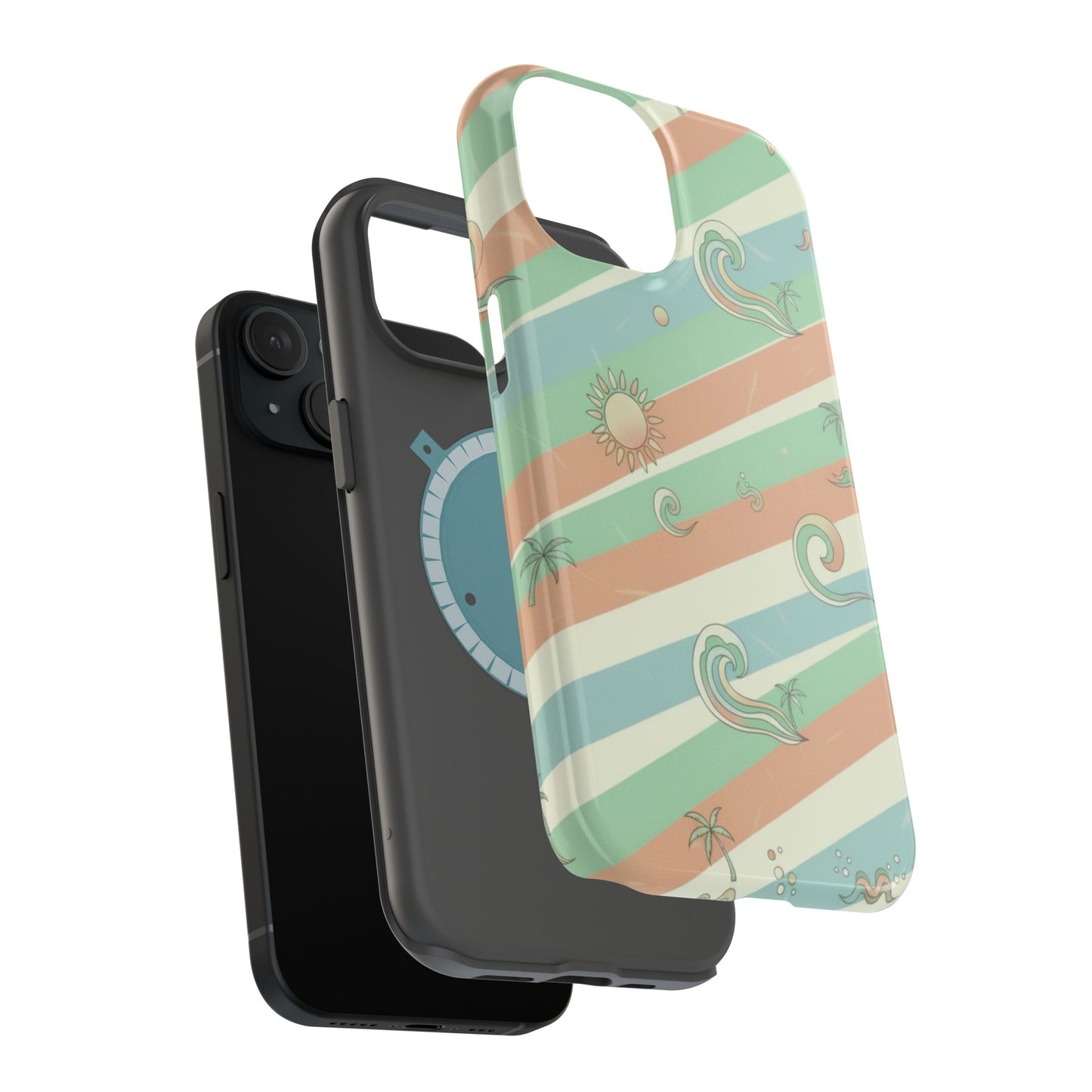 Magnetic Impact-Resistant Phone Case — Retro Surf Stripes
