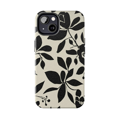 Tough Phone Case — Black Floral Silhouette Protective Cover