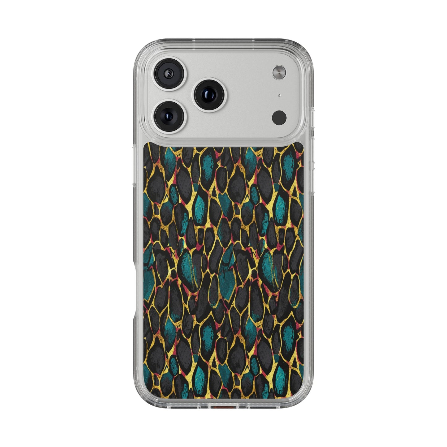 Teal Gold Leopard Clear Phone Case