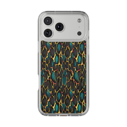 Teal Gold Leopard Clear Phone Case